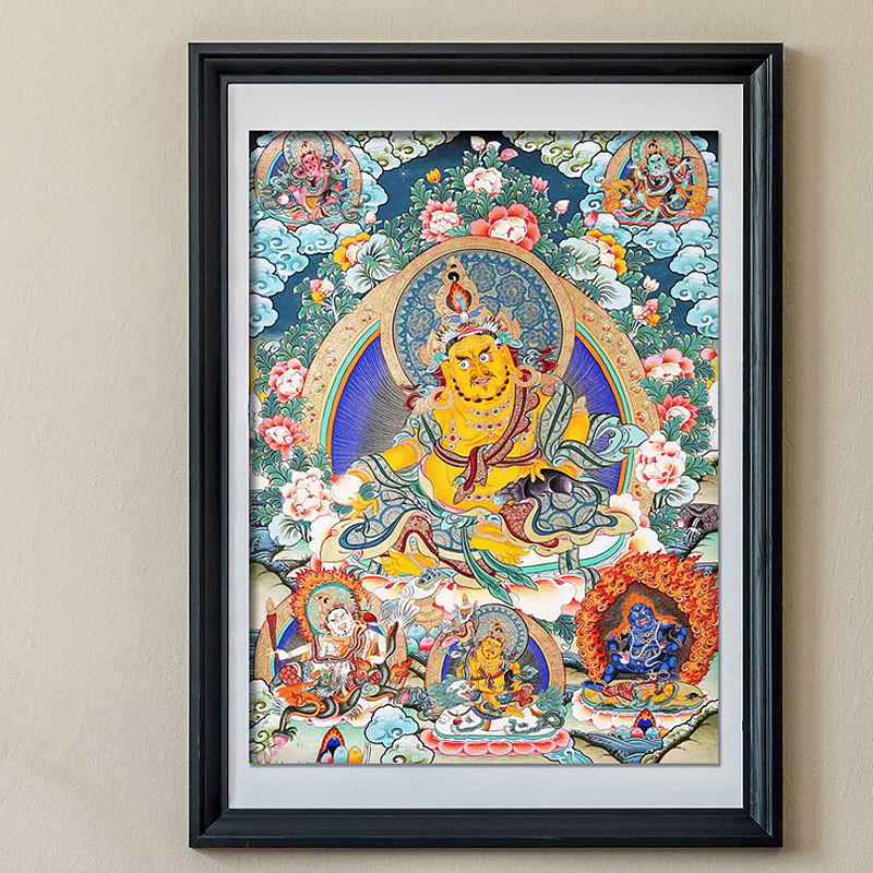 Hand-painted Thangka replica of Huang Wealth God and Five Ways of Wealth God Buddha statue hanging painting and decorative painting